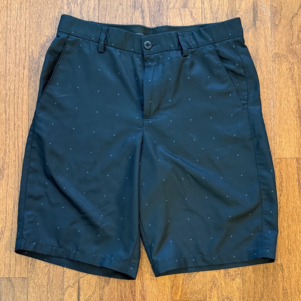 Tek Gear Men's Black Patterned Flat Front Shorts